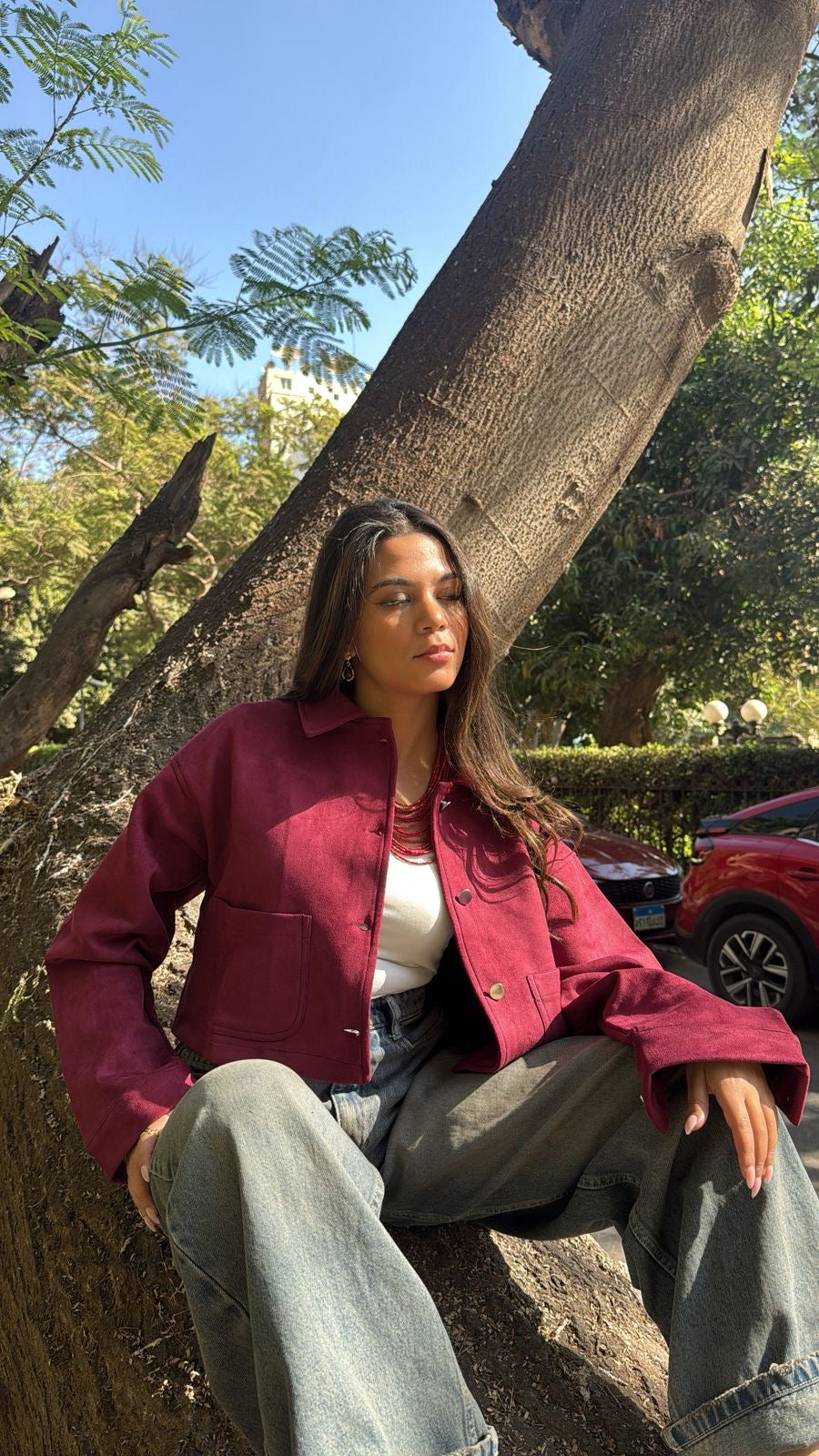 Maroon velvet jacket