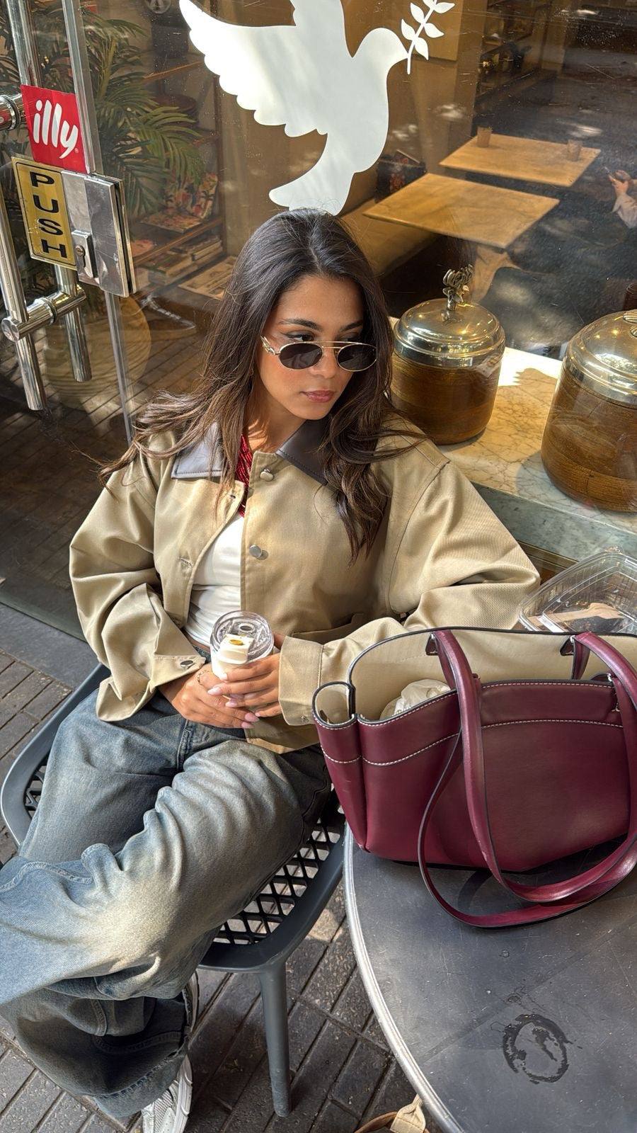 Light Brown jacket with leather collar