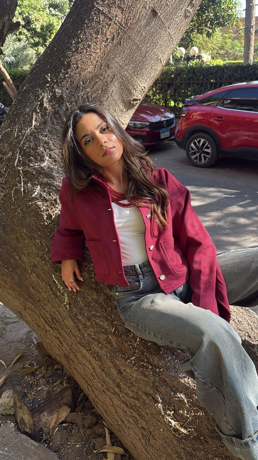 Maroon velvet jacket