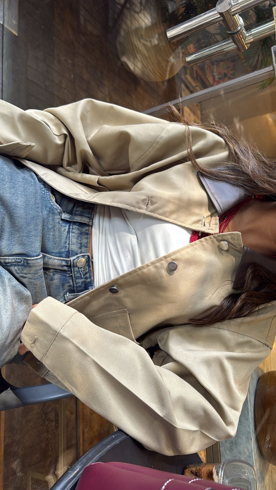 Light Brown jacket with leather collar