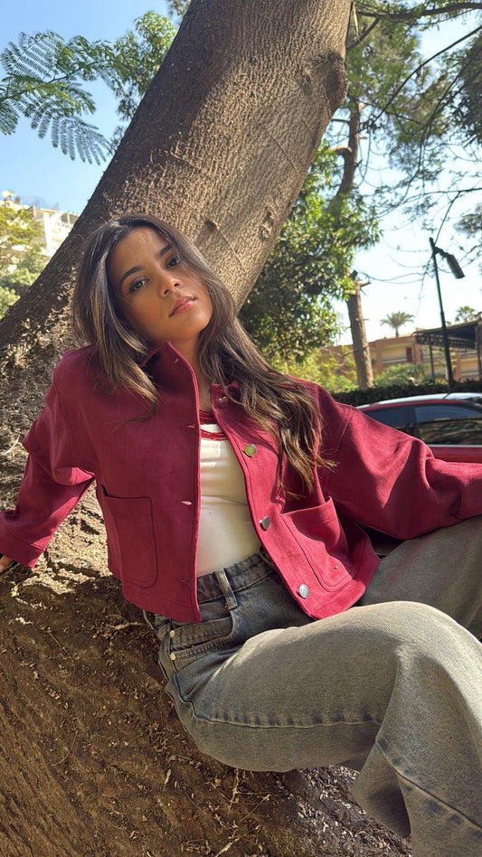 Maroon velvet jacket