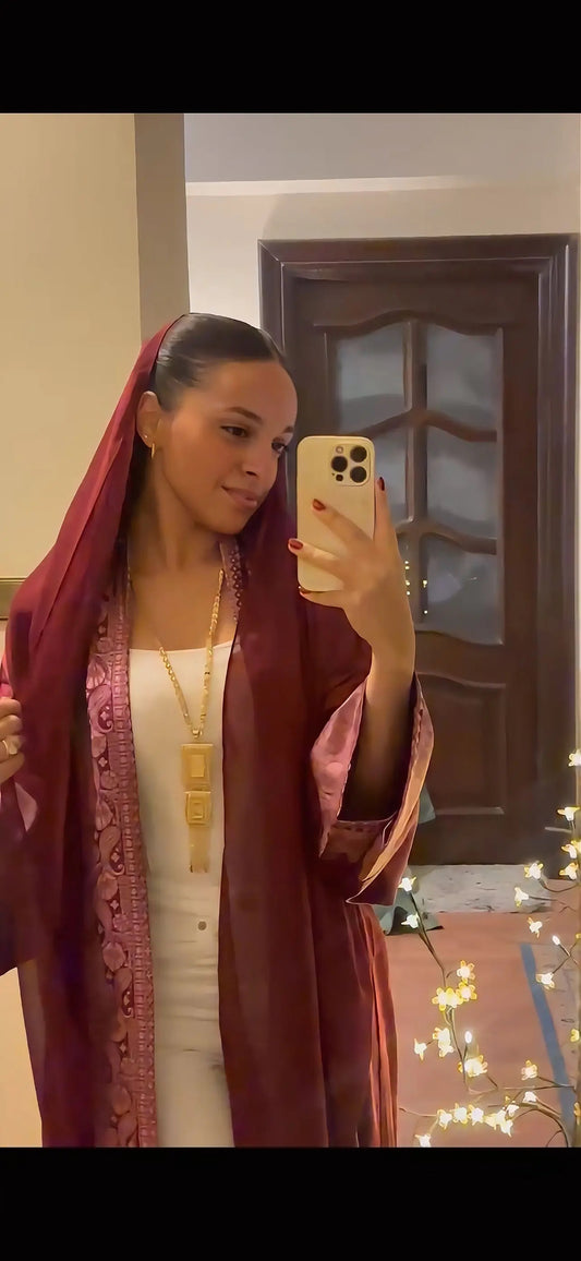 Moonlit Abaya – Burgundy